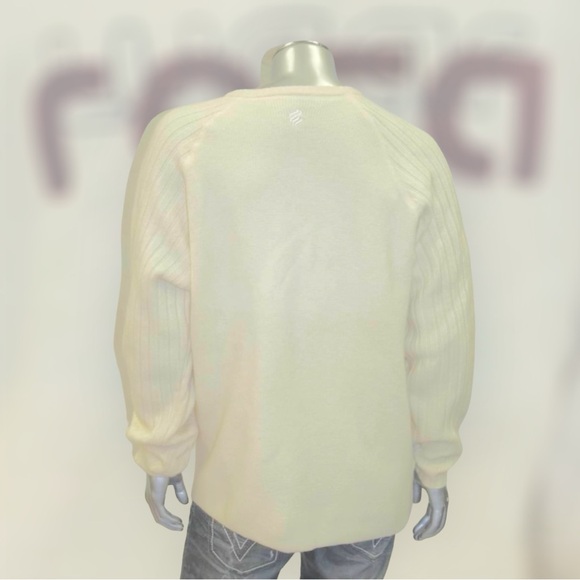 Men's Rocawear IvoryBurgundyBlack Sweater 100% Lamb's Wool